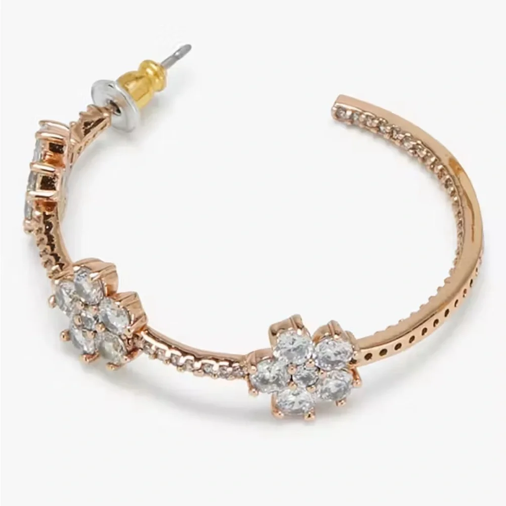 Kate Spade Earrings Gleaming Gardenia Rose Gold tone Flower Hoop NWT MSRP: $109
